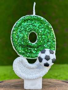 1pc Creative Soccer Digital Dual Tone Birthday Candle Cake Decoration For DIY, Anniversary, Party, Back To School Valentine Day - Green - View 11