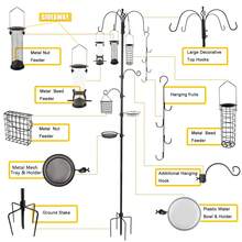 Deluxe Bird Feeding Station Kit Metal Bird Feeding Station With Stand 238cm Height Adjustable Feeding Station Birds With 3 Feeders, J-Hook Kits And 5 Prong Pole Stabilizer For Grains Peanuts - 94 Inch With 3 Feeders & J Hook Kits - View 4