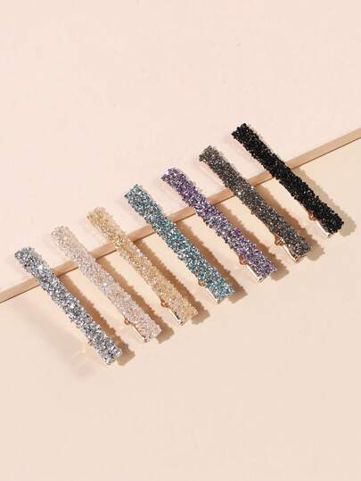 7-14 قطعة مجموعة مشابك شعر جانبية مزينة بالترتر والراين بألوان متعددة لامعة، مناسبة للارتداء اليومي للنساء، مشابك شعر، مشابك شعر، أدوات مدرسية