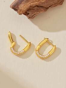 925纯银锆石椭圆形耳环套装，高品质，适合女性日常佩戴，可叠戴 - Luxury Hoop Earrings - 查看 5