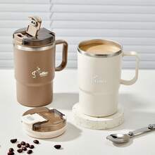 1个450/500毫升304不锈钢咖啡杯，带茶漏和折叠勺，双层保温，可盛装奶茶、咖啡、水，带手柄，防烫饮水杯，密封防漏，冷热水皆宜，适合学生和成人居家、学校、办公室、户外露营、野餐、旅行、返校等场合使用。 - 彩色 - 查看 4