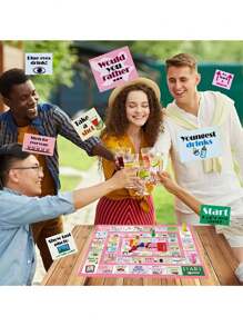 Adult Interactive Drinking Board Game - Fun Party Game For 2-6 Players, With 6 Colorful Game Pieces And 2 Red Dice, Suitable For Halloween, Christmas, Easter, Valentine's Day, Thanksgiving