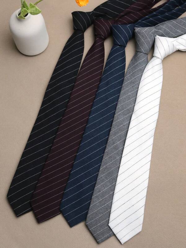 1pc Striped Hand-Woven Tie, Suitable For Casual Street Style & Daily Wear, British Style