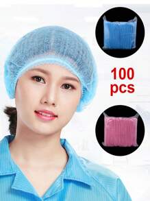 100pcs/50pcs Thick Disposable Hats, Kitchen Oil Fume And Hair Proof Food Caps, Shower Caps, Beauty Salon Specific Breathable Headgear, Disposable Hats, Work Caps, Kitchen Chef Catering Hats, Dust-Proof Headgear, Food Mesh Caps, Non-Woven Sanitary Headgear, Suitable For Dust-Free Workshops, Laboratories, Beauty Salons, Food Processing, Electronics Industry, Cleaning Work, Industrial Operations, Nail Art And Other Places