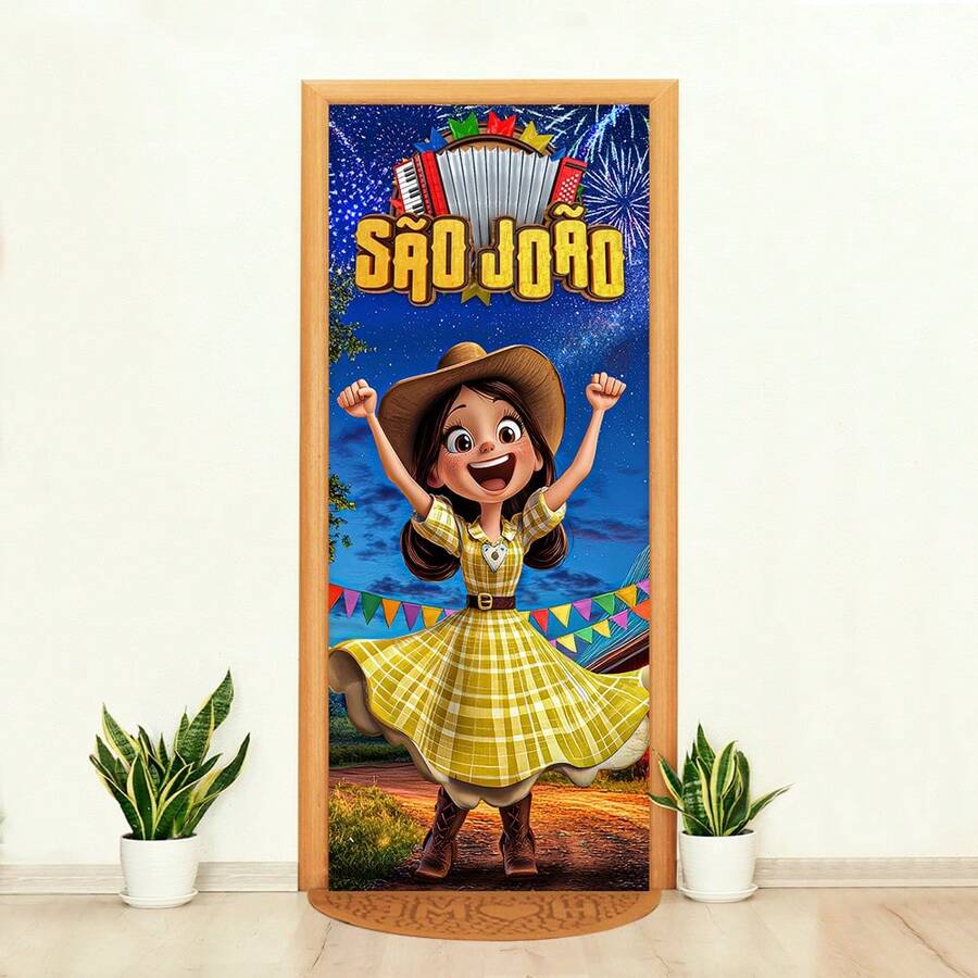Felicita Decorative Door Cover 3D Sublimated Fabric Party 0.85x2.10 Junino - CP-349 - 查看 1