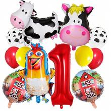 Globos digitales de animales de granja del 1 al 9, adecuados para decoraciones de fiestas de cumpleaños con temática de animales de granja, fondos, decoraciones para baby shower - Multicolor - Ver 2