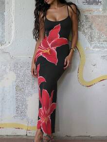 1pc Women's Elegant Ditsy Floral Swimsuit Cover Up, Sexy Beach Resort Swimwear, Floral Dress, Women Beach Outfit, Women Holiday Outfit