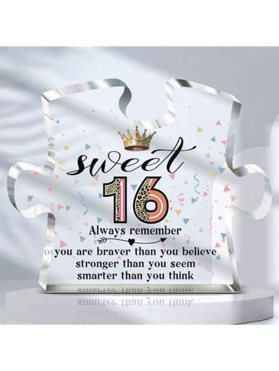 1pc/2pcs Acrylic Birthday Plaque Gift, For 16th/18th Birthday Girl, Sweet 16/18 Birthday Gift For Girls/Boys, 16/18 Birthday Decor, Back To School Gift, Room Decor, Tabletop Decor, Gift Basket Decoration