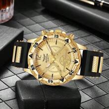 1 Stück - Herren Quarzuhr - bequemes Silikonarmband, Gehäuse aus Legierung, Analoganzeige - Vatertagsgeschenk, bestes Geschenk für Männer