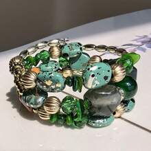 Bohemian Multi-Layer Beaded Women's Bracelet Vintage Natural Stone Bracelet Women's Vintage  Jewelry Perfect Birthday Anniversary Valentine's Day Gift To A Friend Lover Mom Daily Casual Jewelry Travel Party Accessories - 綠色 - 查看 4