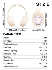 新款可折叠无线耳机，具有 HIFI 立体声低音、全包耳设计、电池寿命长、经济实惠的礼物、时尚、兼容智能手机和游戏手柄、低延迟、防汗带麦克风