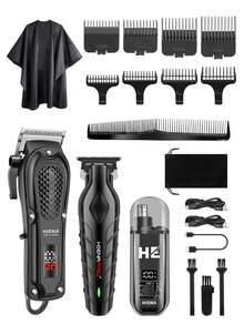 HIENA 男士專業理髮器 4 件組，無線理髮器與修剪器套組，電動鬍鬚修剪器與鼻毛修剪器套組，金屬箔片刮鬍刀與男士面部理容套組，男士禮物 - 212 - 查看 11