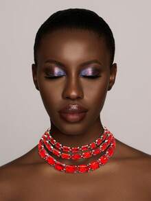 Multi-Layer Asymmetrical Crystal Bridal Necklace, Wedding Jewelry Accessory