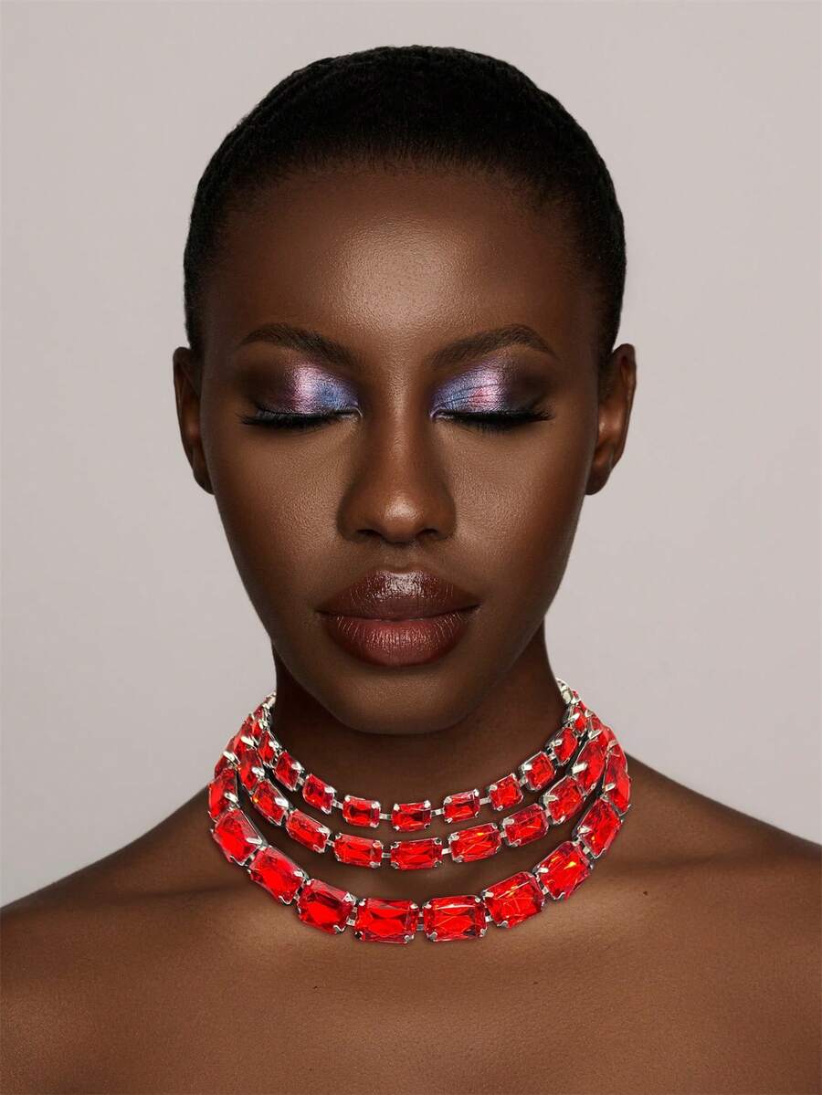 Multi-Layer Asymmetrical Crystal Bridal Necklace, Wedding Jewelry Accessory