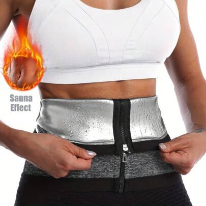 Adjustable Zipper Waist Shaping Belt Breathable Sweat-Absorbent Fabric Suitable For Fitness, Yoga, Running And Daily Wear High Waist Design Secure Zipper Closure