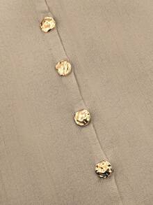 复古别致时尚优雅金属纽扣前开纯色不透明无袖圆领商务工作马甲修身简约休闲针织背心毛衣女