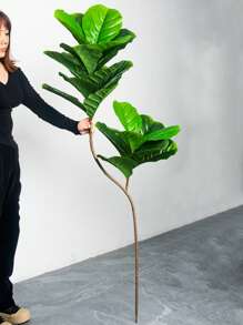 74-165cm Large Artificial Banyan Tree Fake Tropical Rubber Plants Branch Plastic Big Fiddle Leaves Tall Ficus Tree Daily Necessities Green For Home Garden Office Outdoor Decor Without 1pc
