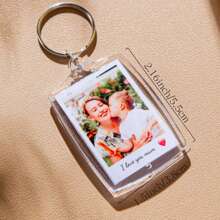 Porte-clés acrylique personnalisé "Conduis prudemment papa" - Porte-clés photo et texte personnalisés, idéal pour la fête des pères, les anniversaires, la Saint-Valentin