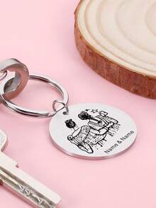 1pc, Personalized Stainless Steel Keychain, Customized Name Best Friend Keychain, Sister Keychain, Birthday Gift, Suitable For BFF, Friends, - Multicolor - View 3