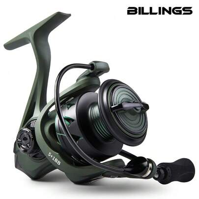 BILLINGS Spinnrulle, 5+1 BB Ultra Smidig Kraftfull Spinnande fiskerulle med aluminiumspole, 17,6 LBs Max dragkraft, 5,2:1 utväxlingsförhållande