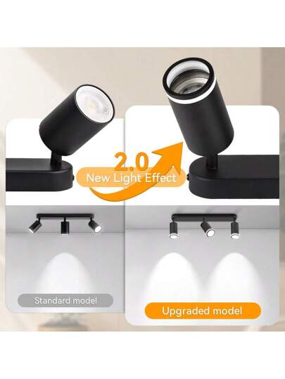 Ative Ceiling Mounted Linear Track Lighting, Wand Living Room Single/Double/Triple/Quad Head Aluminum Spotlight GU10 Lamp Holder, Vintage Or out Bulbs, Easy Installation, Hardwired, Exhibition Hall/Reading Room/Dining Room/Bar/Bedroom/Cafe/Dining Hall/Clothing Store/Living Room, Available In Multiple Sizes As Needed view 4