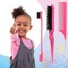 Set di 4 spazzole per definire i ricci - Spazzola per il controllo delle ciocche + Pettine a coda di ratto in metallo per acconciatura capelli ricci + Accessori per acconciatura capelli - Districante, modella e liscia | Accessori di bellezza essenziali per donne e ragazze