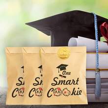 Bolsas con galletas y dulces de graduación, decoraciones para fiesta de graduación, bolsas de regalo pequeñas, bolsas de papel de regalo con pegatinas de sellado - Como se muestra en la imagen - Ver 9
