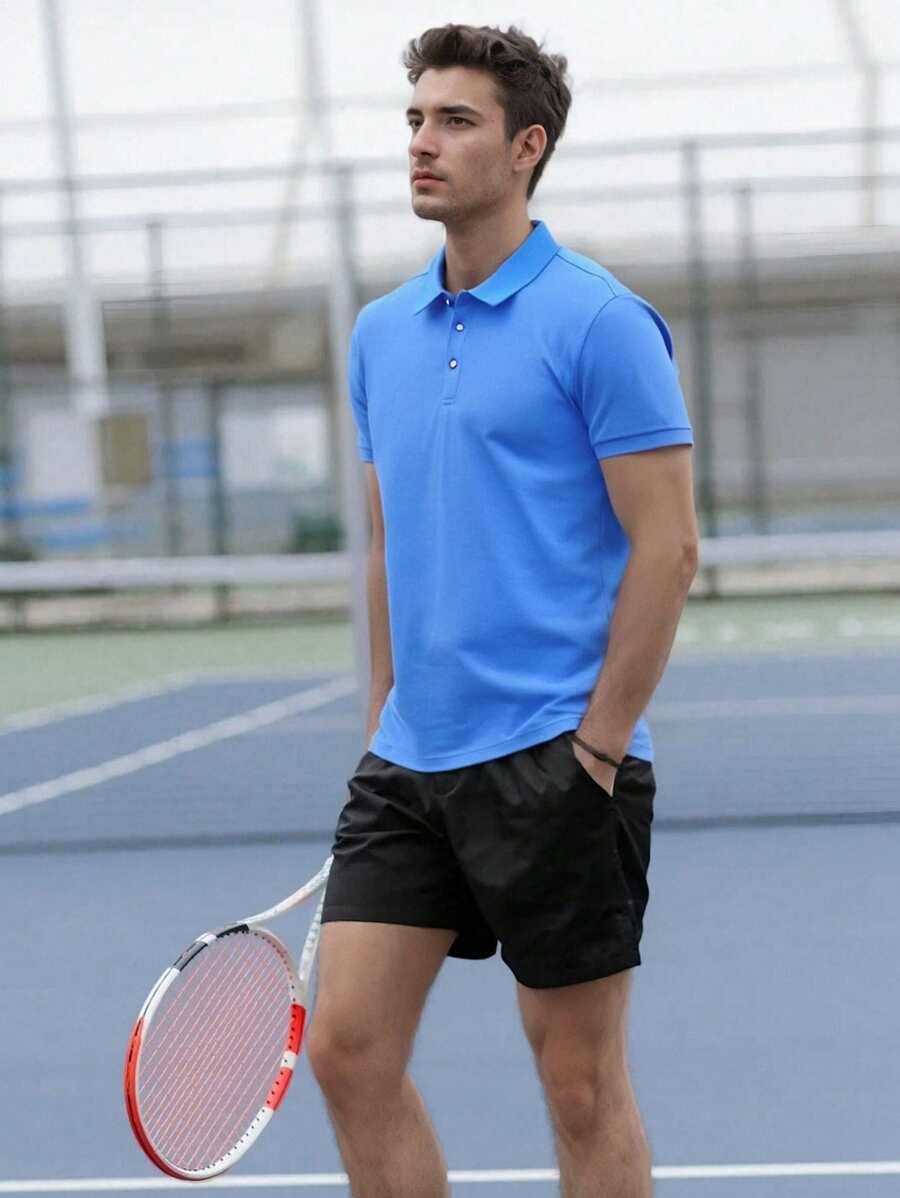 Camisa polo de golf de unicolor para hombre, camisa casual de trabajo con cuello de botones y bloques de color, regalo para novio