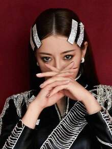 4pcs/1pc Solid Color Luxury Rhinestone Hair Clips, Korean Upscale Fashion Side Bangs Clips, Retro Design, Suitable For Daily Outings And Dates - Multicolor - View 11