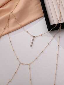 Two Pieces Sexy Rhinestone Chain Decorated Body Jewelry For Women, Fresh And Sweet Chest Chain With Personalized Tassel And Rhinestone Pendant, Sexy Women Steel Body Chain Collarbone Chain, For Rave