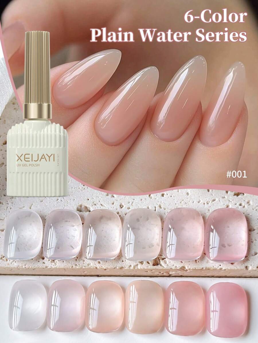 XEIJAYI 6pcs 15ml Jelly Ice Gel Nail Polish Set, Long-Lasting Popular Color Gel Varnish Kit, Soak Off UV/LED Gel Polish, For Home Salon Nail Art Summer DIY - Nhiều màu - Xem 1