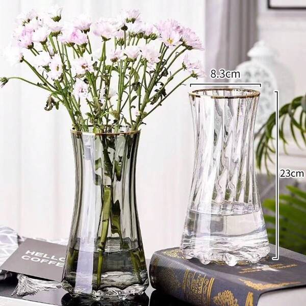 1pc Minimalist Glass Flower Vase, High-Quality Scandinavian Style Large Mouth Vase For Desktop, Water Growing Plants, Living Room Decor