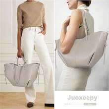 Elegant Large Capacity Genuine Leather Shopping Bag: Foldable Design, Stylish Wing Shape, Suitable For Commuting And Shopping, Showing The Beauty Of Simplicity And Practicality - 白色 - 查看 2