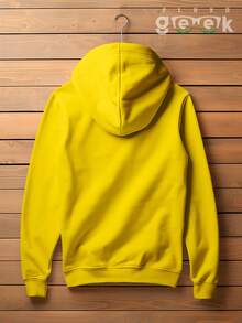Plain Sweatshirt With No Print And Hood  2042 - 黃色 - 查看 2