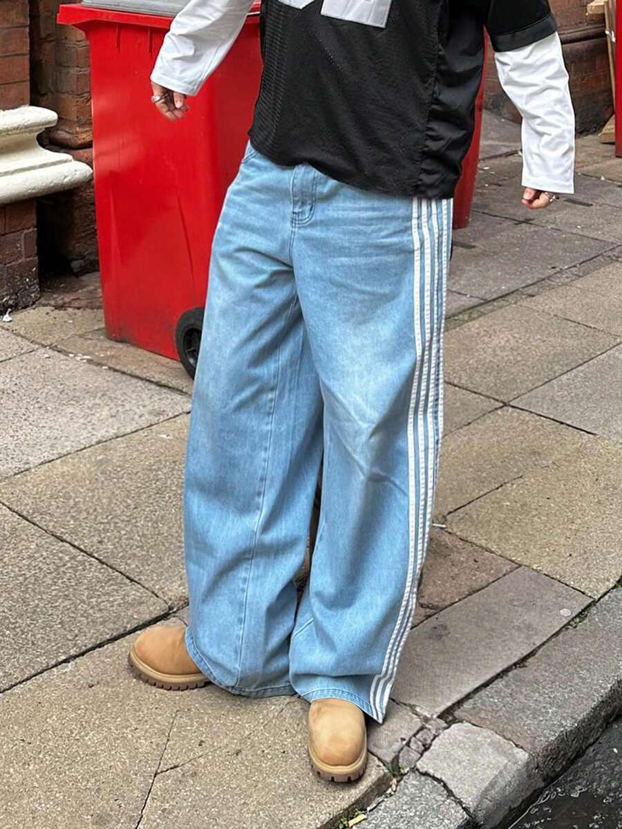 GlobeSwift 条纹牛仔裤，复古街头风格