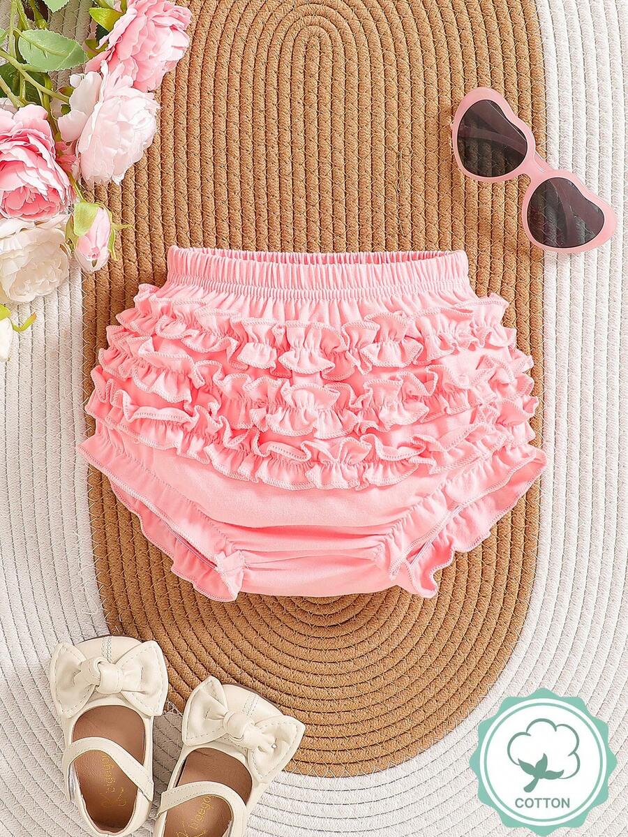 New Style Baby Girl Simple Casual Cute Cotton Outerwear Panties - Pink - View 1