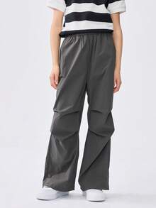 Balabala Girls' Loose Cargo Pants, Summer Trousers - Medium Gray - View 1