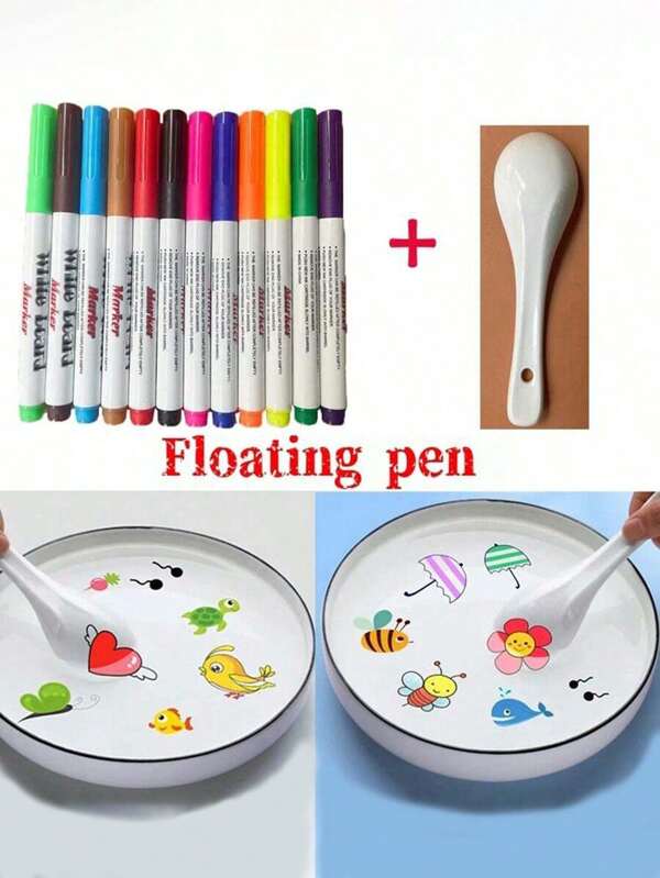 8/12 peças de canetas mágicas de desenho aquáticas com tinta flutuante, lápis de cor educativos para pintura (algumas cores aleatórias)