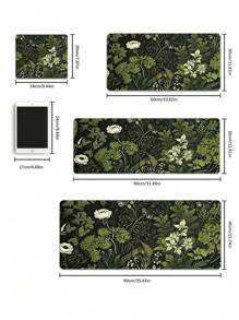1pc Green Floral Pattern Rubber Anti-Slip Computer Laptop Office Gaming Mouse Pad