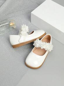 Girls 3D Floral Decor Flat Shoes, Suitable For Daily Wear, Spring/Summer