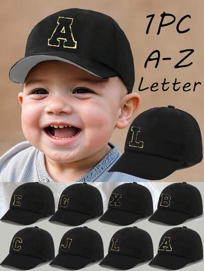 1 pièce Casquette de baseball à bord souple simple avec 26 lettres, chapeau de soleil décontracté. Élégant et polyvalent, convient pour un usage extérieur/quotidien, cadeau d'anniversaire adapté pour un bébé de 1 à 3 ans