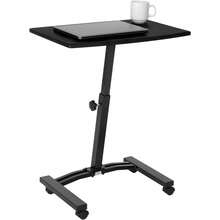 Airlift Height Adjustable Mobile Rolling Laptop Cart Computer Workstation Desk, Table for Home, Office, Classroom, Hospital, w/Wheels, Black, Flat (24") (New Model) - Negro - Ver 1