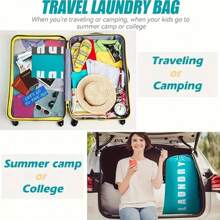 Bolsa de lavandería, bolsa de almacenamiento, bolsa con cordón rosa/verde/gris, bolsa de lavado de viaje, organizador de ropa, bolsas de lavandería de viaje extra grandes para ropa sucia, bolsas de lavandería para viajar, bolsas de lavandería para dormitorio, bolsa de viaje de lavandería de 24" X 36", artículos esenciales para dormitorio, artículos esenciales para la universidad, accesorios de viaje, múltiples colores disponibles, útiles escolares, accesorios escolares, de vuelta a la escuela, estudiantes universitarios.