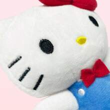 Miniso Llavero de peluche con colgante de Sanrio Hello Kitty del 50 aniversario, vestido azul, lazo rojo, accesorio para bolso, regalo de cumpleaños (1 pieza)