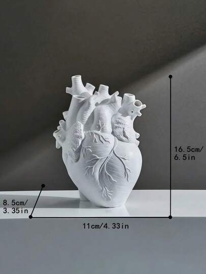 1pc Heart Shaped Resin Vase, Creative Home ation Ornaments, Gothic Organ Crafts, Retro ative Flower St Desktop Living Room, Including Vase Dried Arrangement Dining Tafel view 3