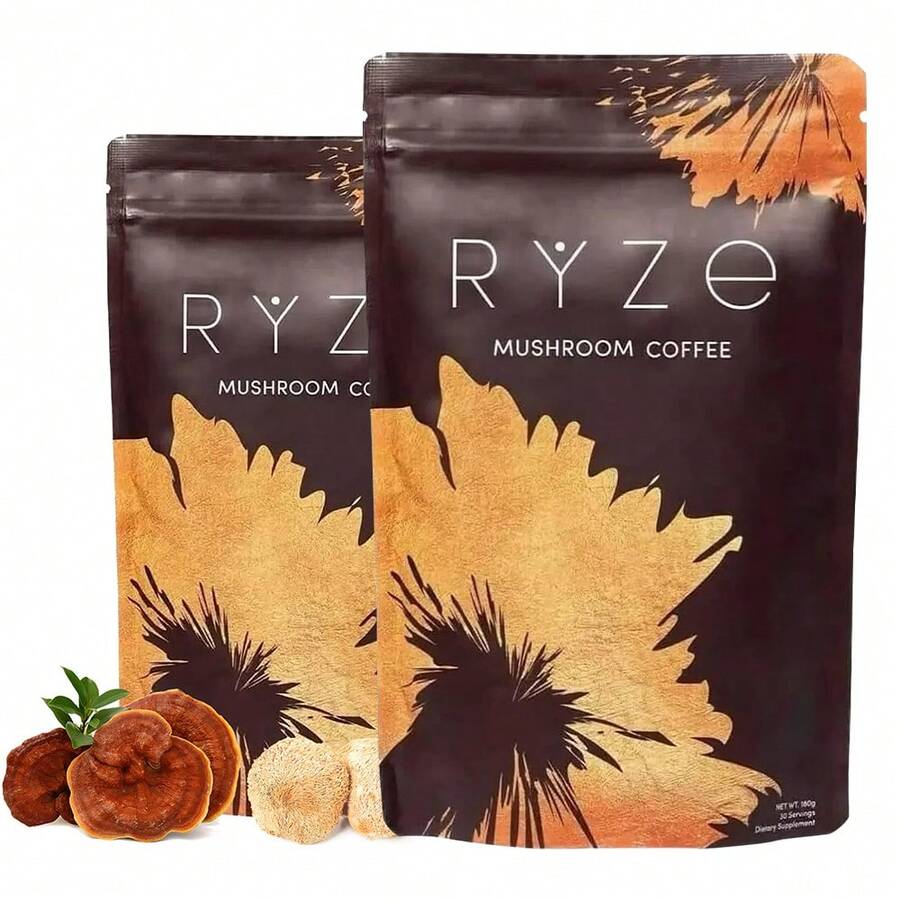 2 Pack Mushroom Coffee Powder, 6-In-1, For Immunity Boosting, Contains Cordyceps, Ganoderma Lucidum, Lion's Mane, And More - 2 Pack - 查看 1