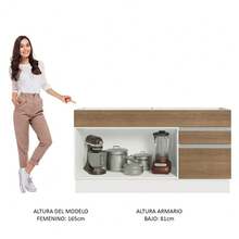 Alacena Madesa Glamy 150 cm 2 Puertas (Sin Encimera y Tarja) Color Blanco y Marrón - Blanco y Marrón - Ver 5