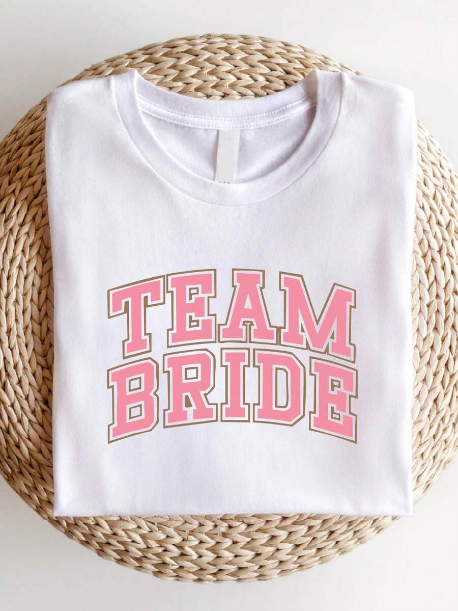 Bride Team Shirt, Engagement Party T-Shirt, Pink Bachelorette Party Tee, Gift For Bride Team, Bridal Crew Shirts, Bridesmaids Matching T-Shirts, Bridal Party Tees. SD-3435 - White - View 1