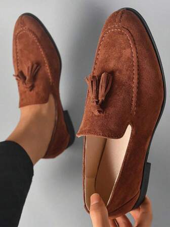 Men's Tassel Loafers, Low-Cut Pu Leather Shoes, Casual British Slip-On, Lightweight, And Versatile