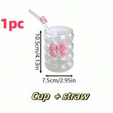 Butterfly Princess Series Glass Straw Cup - Coffee Straw Cup, Bubble Tea Straw Cup With Bowknot Glass Straw - Excellent Choice For Holiday/Birthday Gifts! - Multicolor - View 4